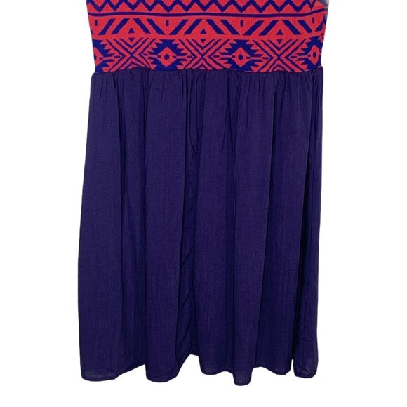 Skies Are Blue Petite MP Red Blue Boho Mini Dress - Picture 10 of 11